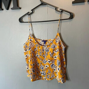 Aeropostale yellow floral silky tank top size small
